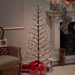 Gerson International 5 Foot Tall Brown Pre Lit Tree, 112 Warm White Leds