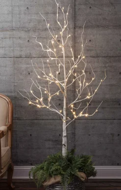Gerson International 6 Foot Tall Prelit Birch Tree, Warm White Leds