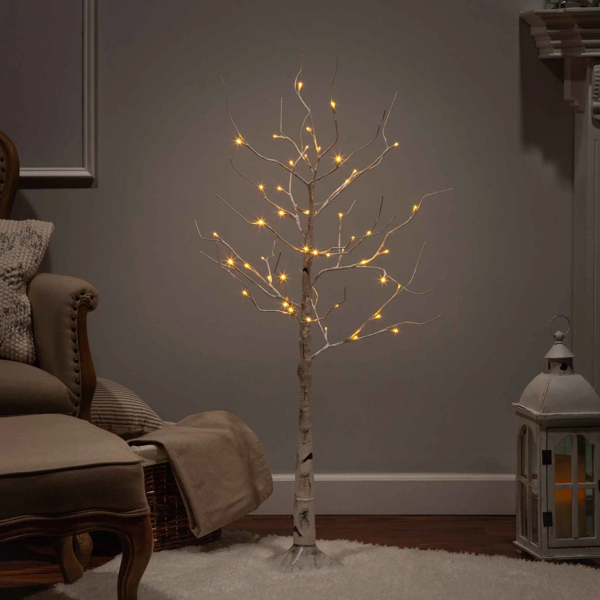Gerson International 4 Foot Tall Prelit Birch Tree, Warm White Leds