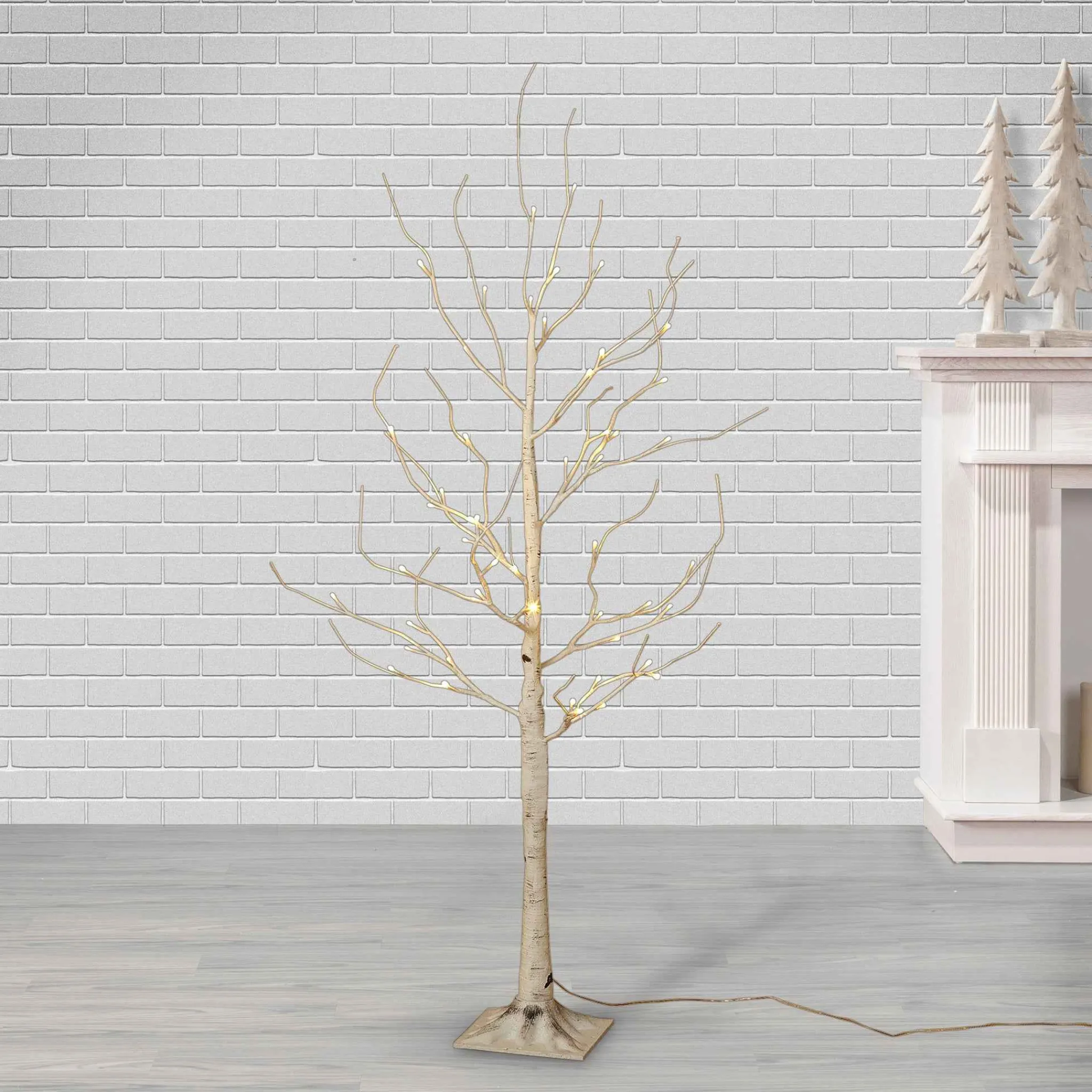 Gerson International 4 Foot Tall Prelit Birch Tree, Warm White Leds