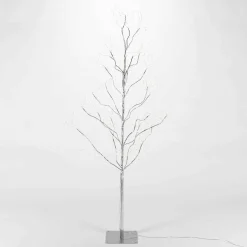 Gerson International 5 Foot Tall Silver Glowing Lighted Tree, Micro Leds