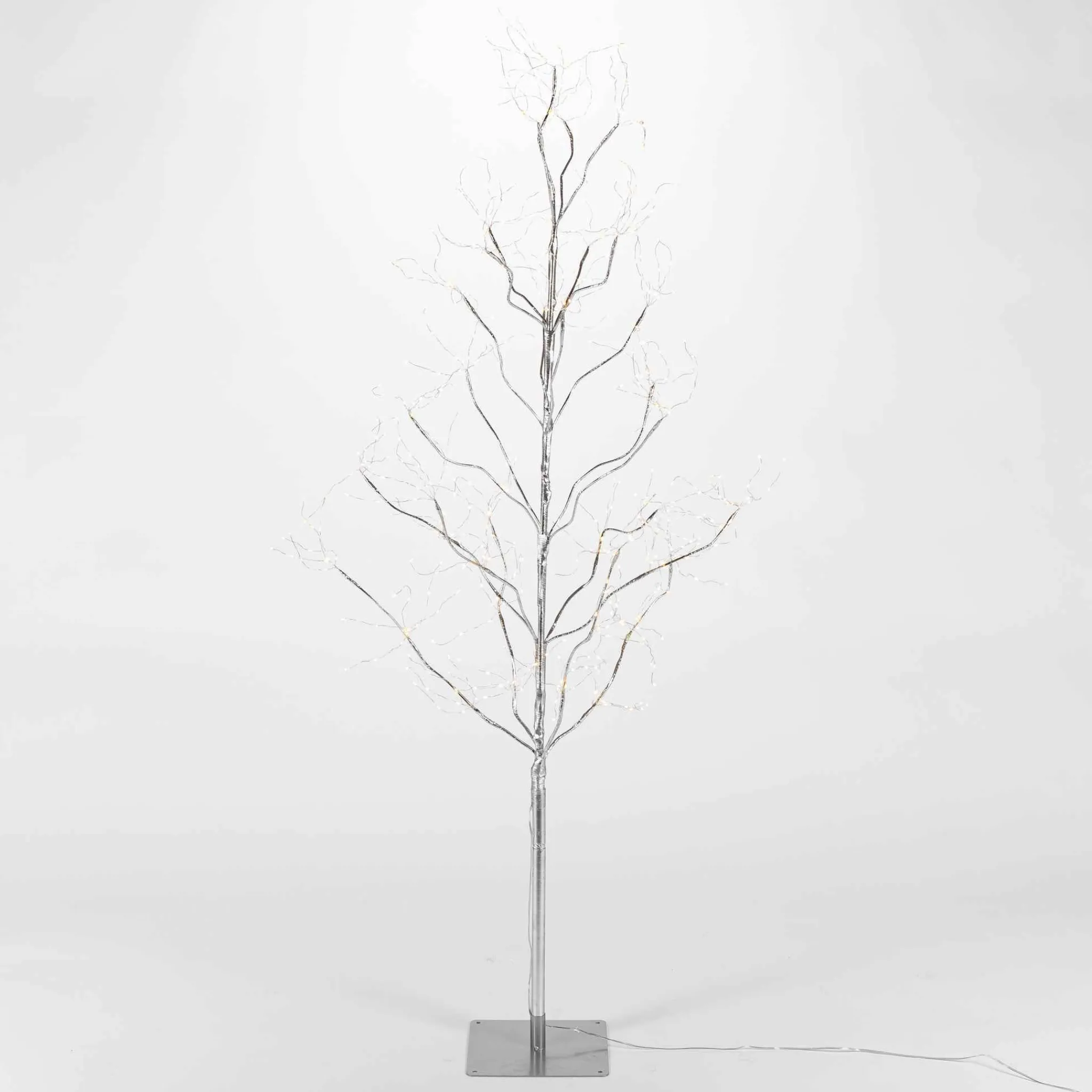 Gerson International 5 Foot Tall Silver Glowing Lighted Tree, Micro Leds
