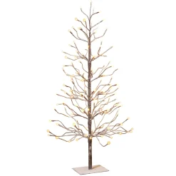 Gerson International 4 Foot Tall Snowy Brown Pre Lit Tree, 128 Warm White Leds