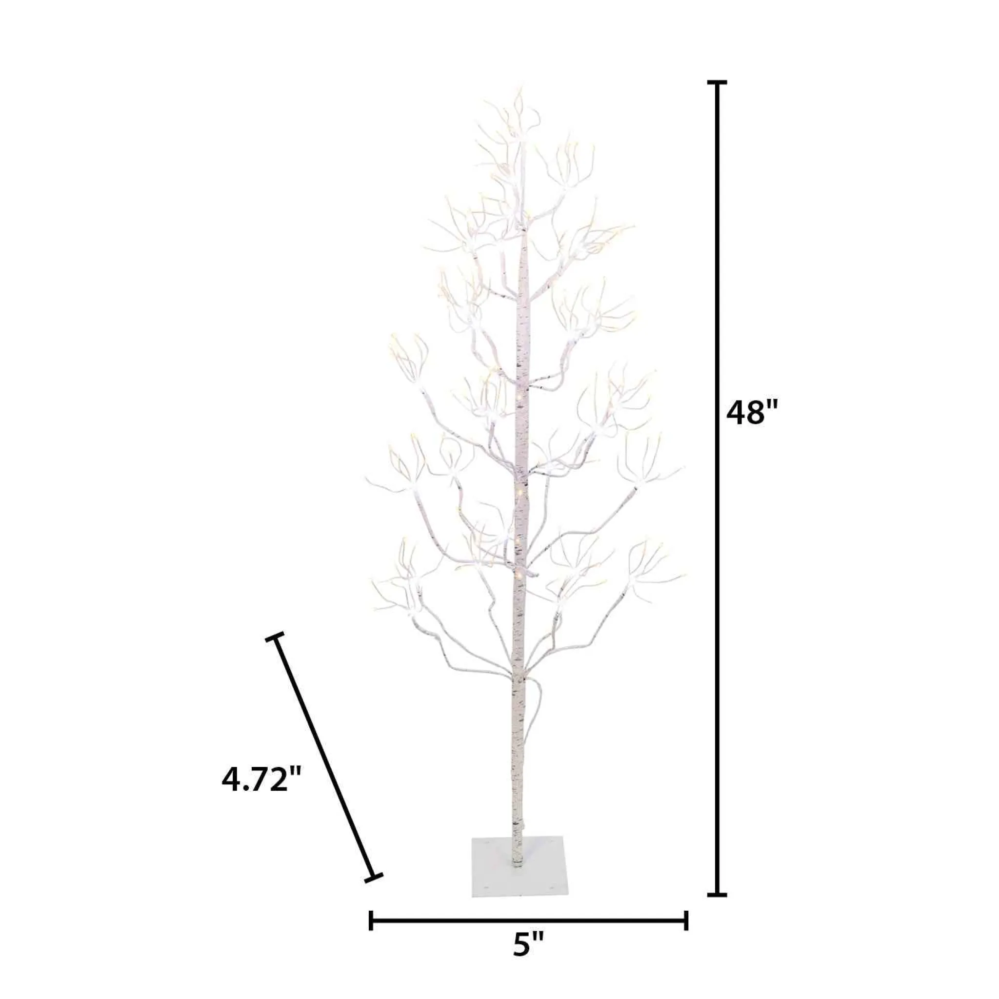 Gerson International 4 Ft Tall Birch Tree With 336 Leds, Multifunction Adapter