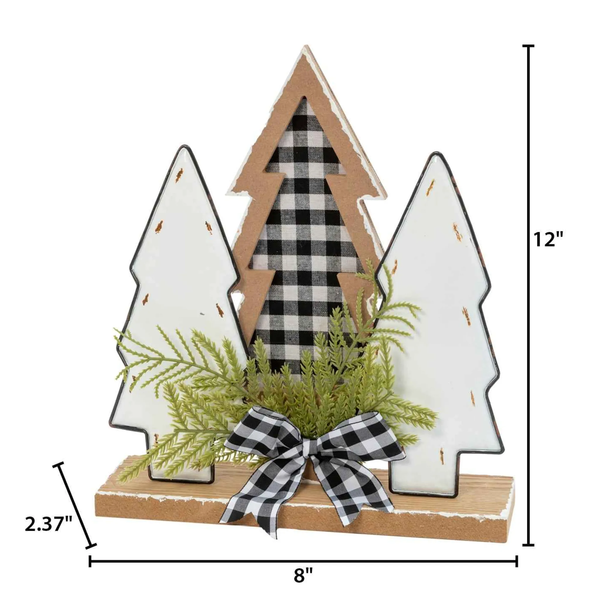 Gerson International 12-In H Wood Holiday Trees With Pine & Bow Accent