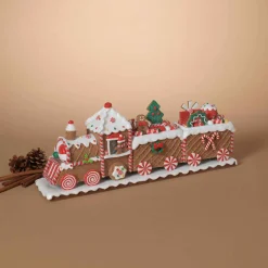 Gerson International 19.5In L Whimsical Gingerbread Christmas Train Tabletop Accent