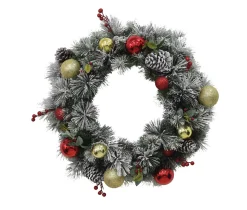 Puleo International 30In Pre-Lit Flocked Fairfield Wreath In Clear #114-Fgf1-30Wc1