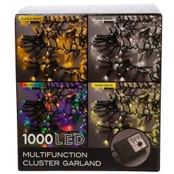 Kurt Adler Cul 1000-Light 33-Foot Cluster Garland With Warm White 3Mm Led Bulbs