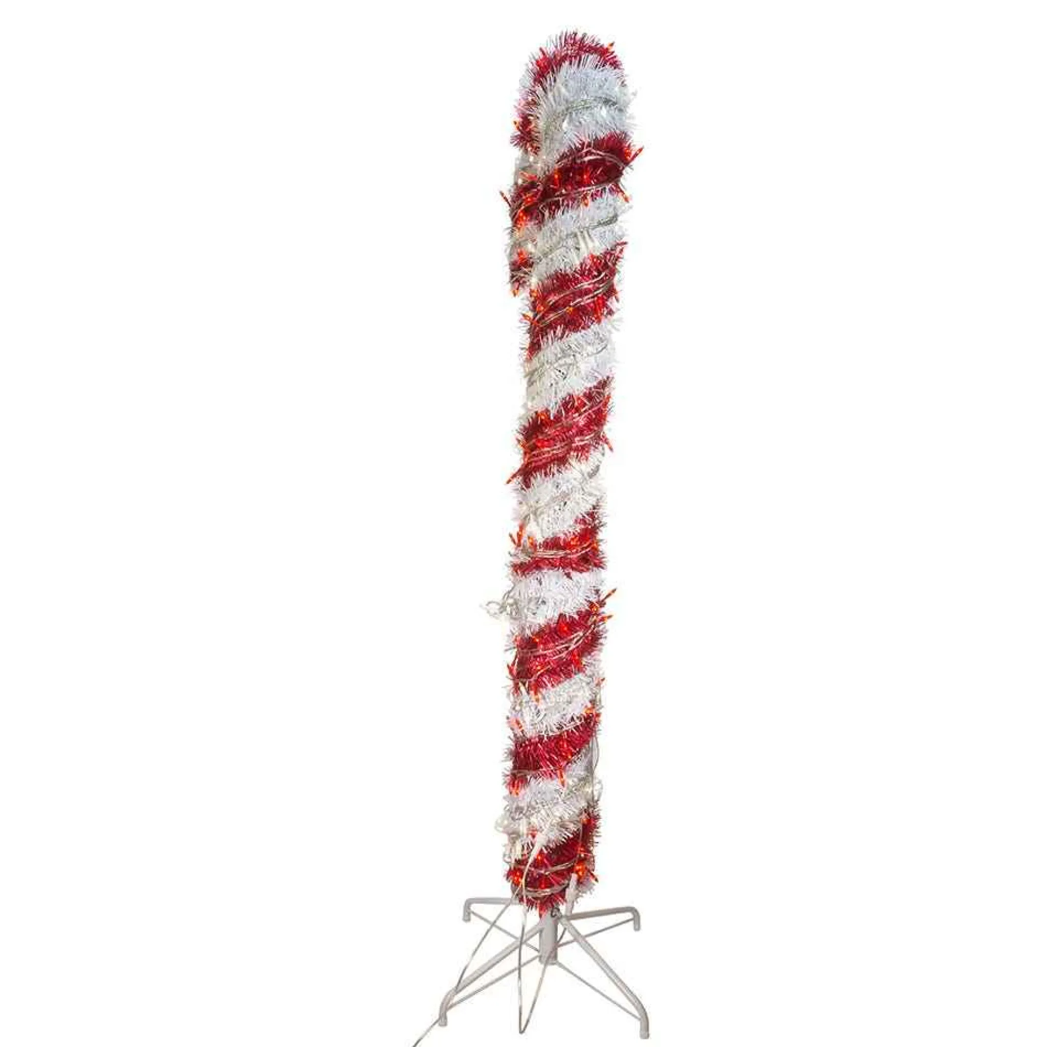 Kurt Adler 5-Foot Pre-Lit Red And White Led Tinsel Candy Cane