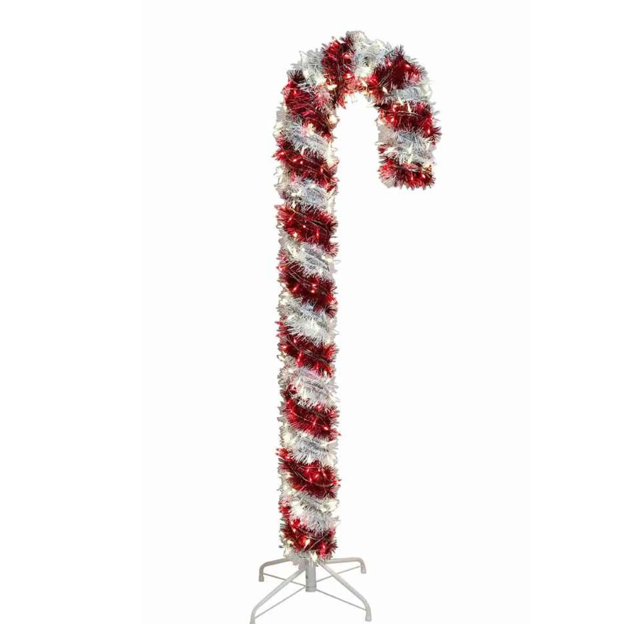 Kurt Adler 5-Foot Pre-Lit Red And White Led Tinsel Candy Cane