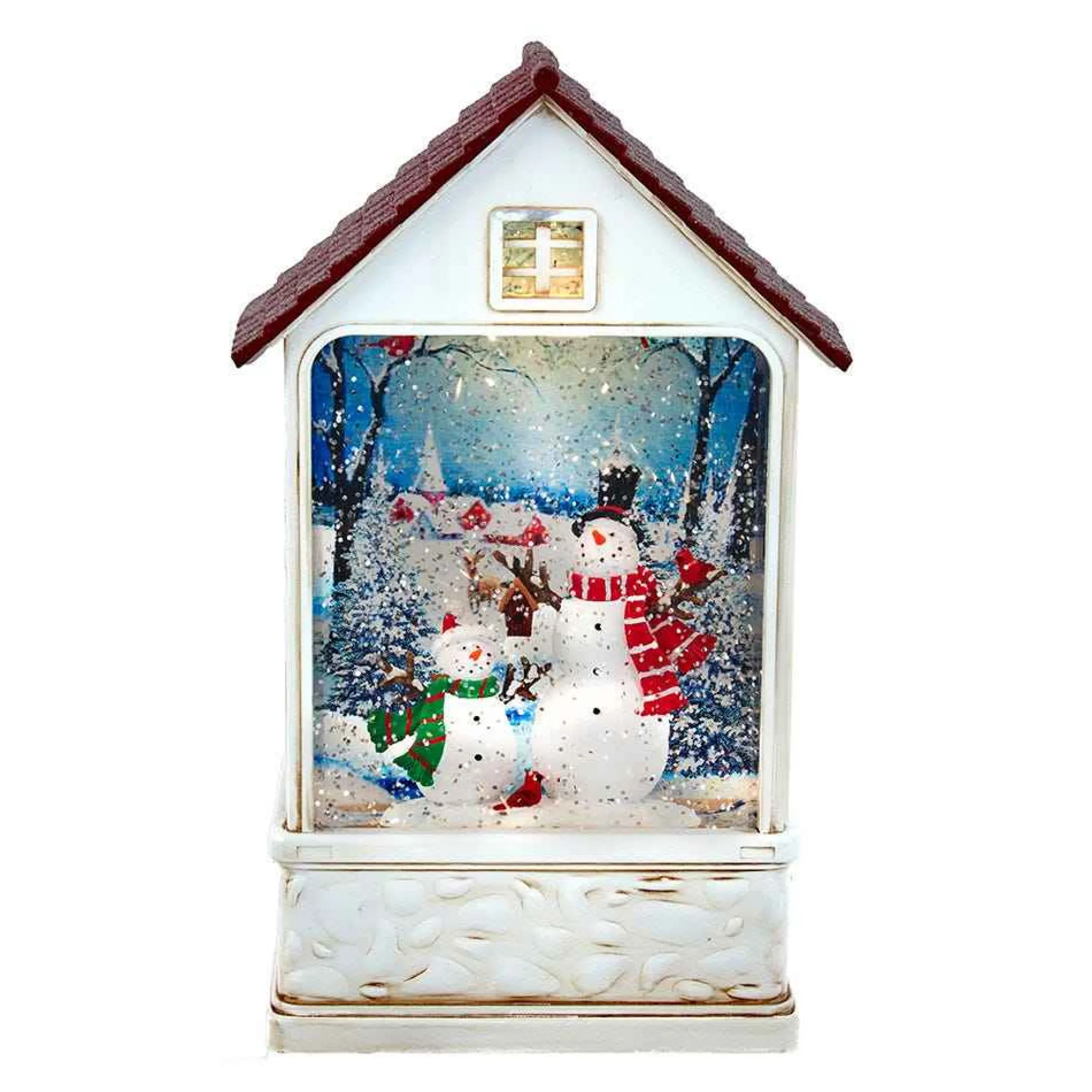 Kurt Adler 9.2-Inch Battery-Operated Lighted Snowman House Water Lantern