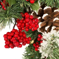 Kurt Adler 24-Inch Battery-Operated 30-Light Led Holly Berry Wreath