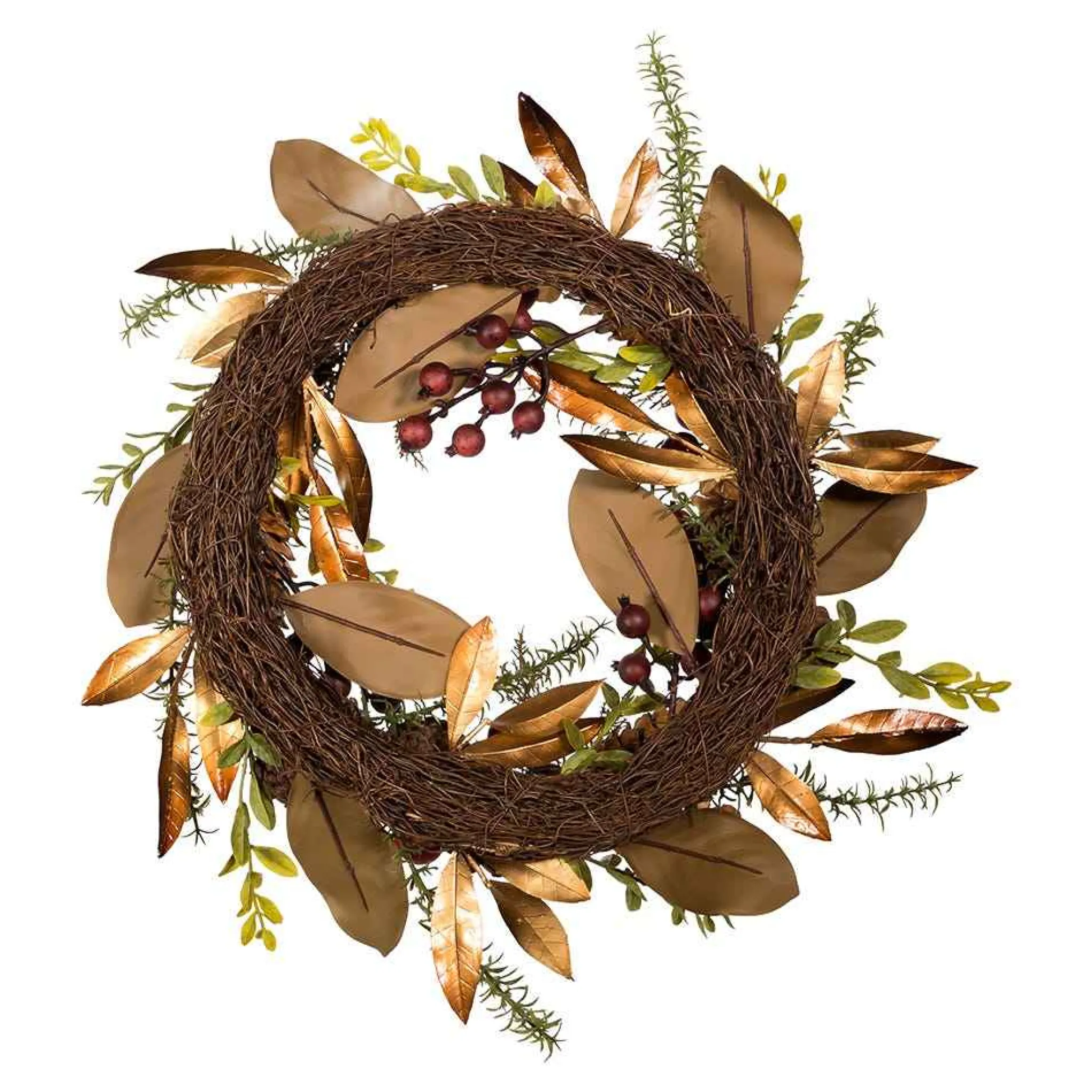 Kurt Adler 24-Inch Berries And Pinecone Burgundy Rattan Wreath