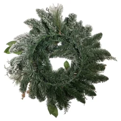 Kurt Adler 24-Inch Blue And Gold Poinsettia Decorated Flocked Wreath