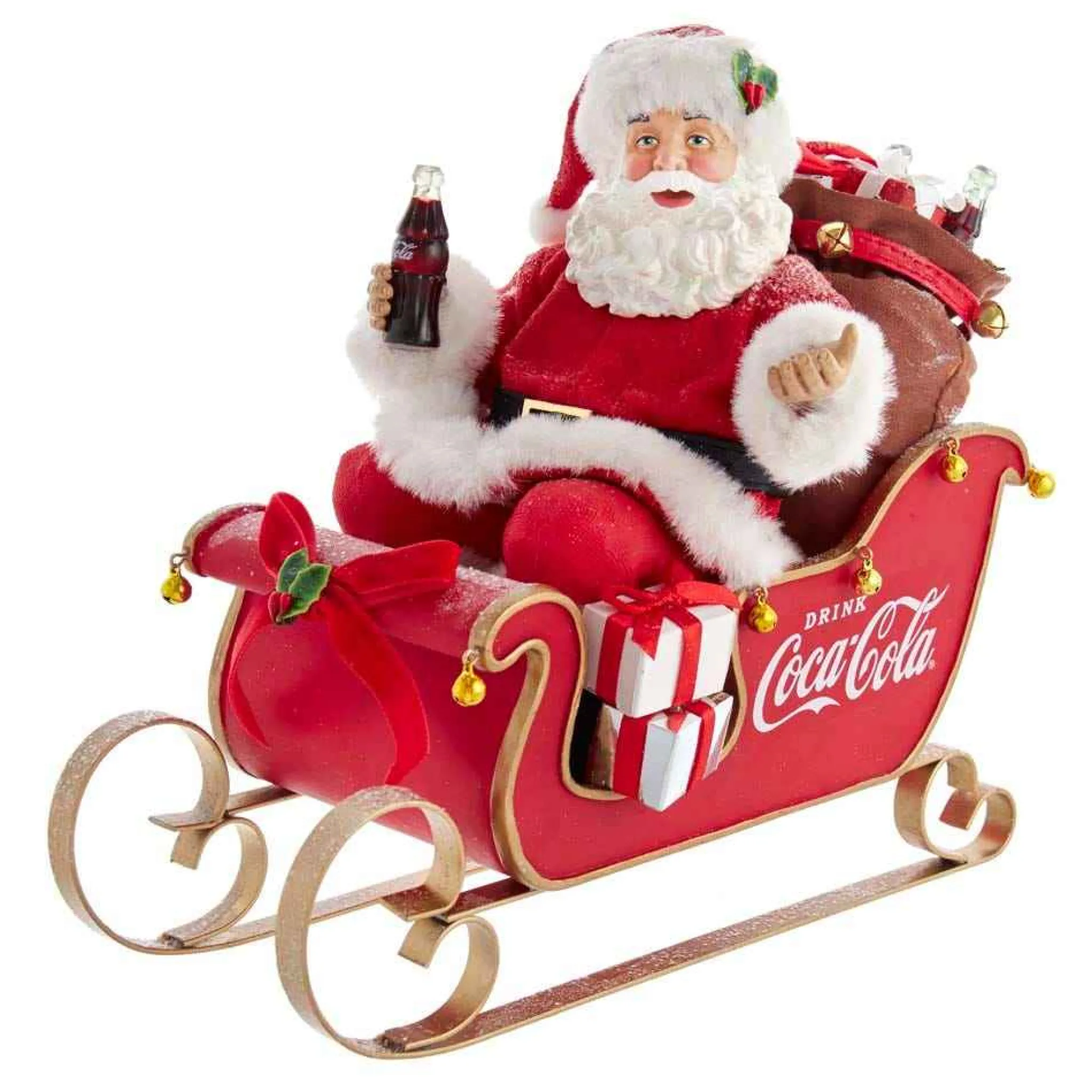 Kurt Adler 10-Inch Coca-Cola Santa In Sleigh Table Piece
