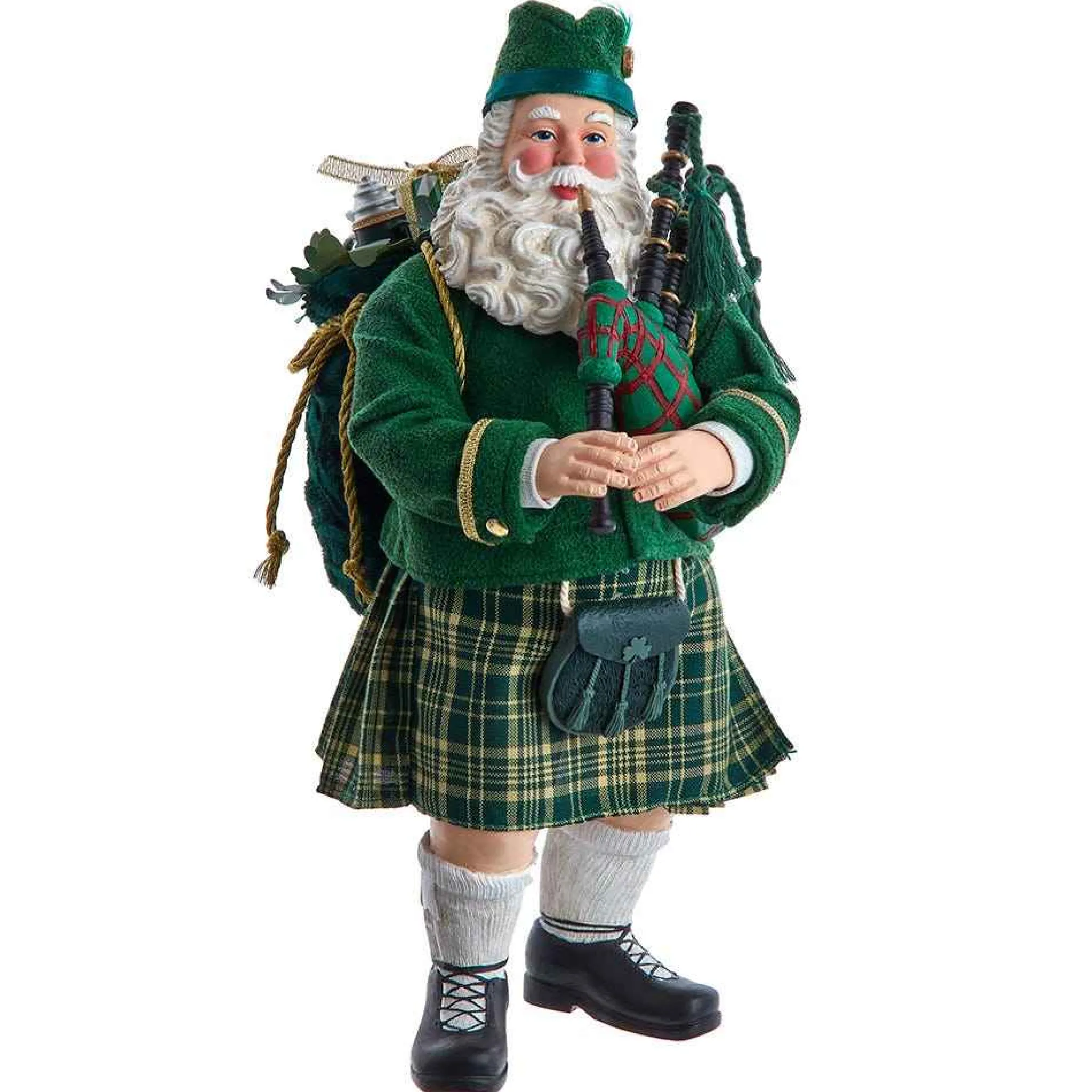 Kurt Adler 10.5-Inch Fabriche Musical Irish Bagpiper Santa