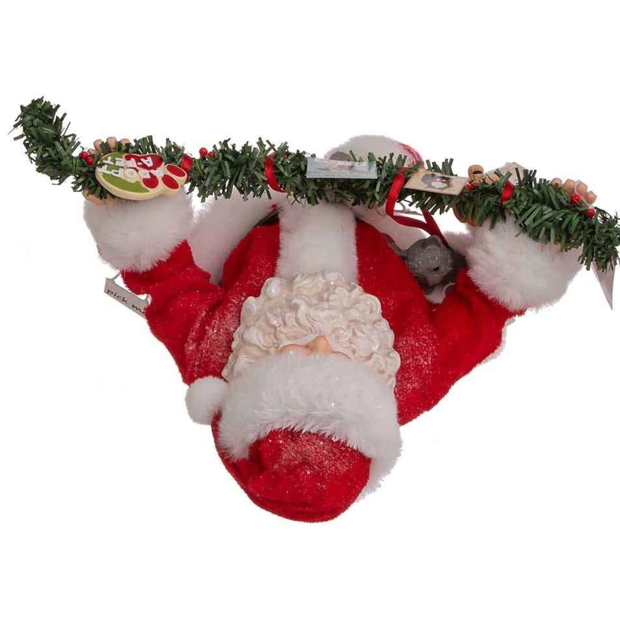 Kurt Adler 10.5-Inch Fabriche Santa With Adopt-A-Pet Garland And Pets In Stockings