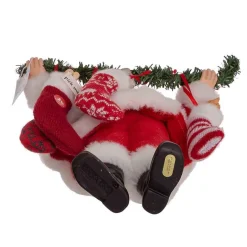 Kurt Adler 10.5-Inch Fabriche Santa With Adopt-A-Pet Garland And Pets In Stockings