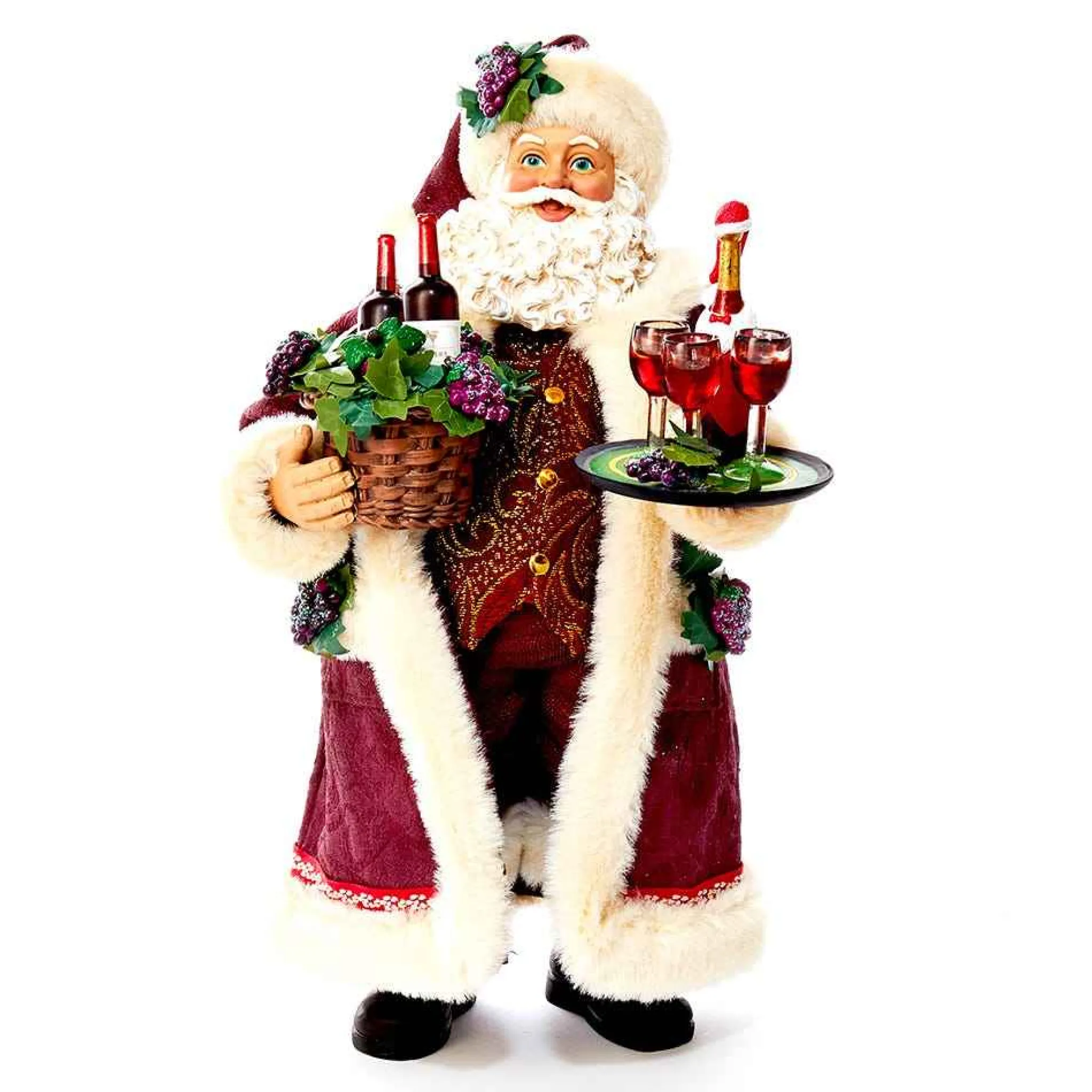 Kurt Adler 11.5-Inch Fabriche Santa With Wine Basket