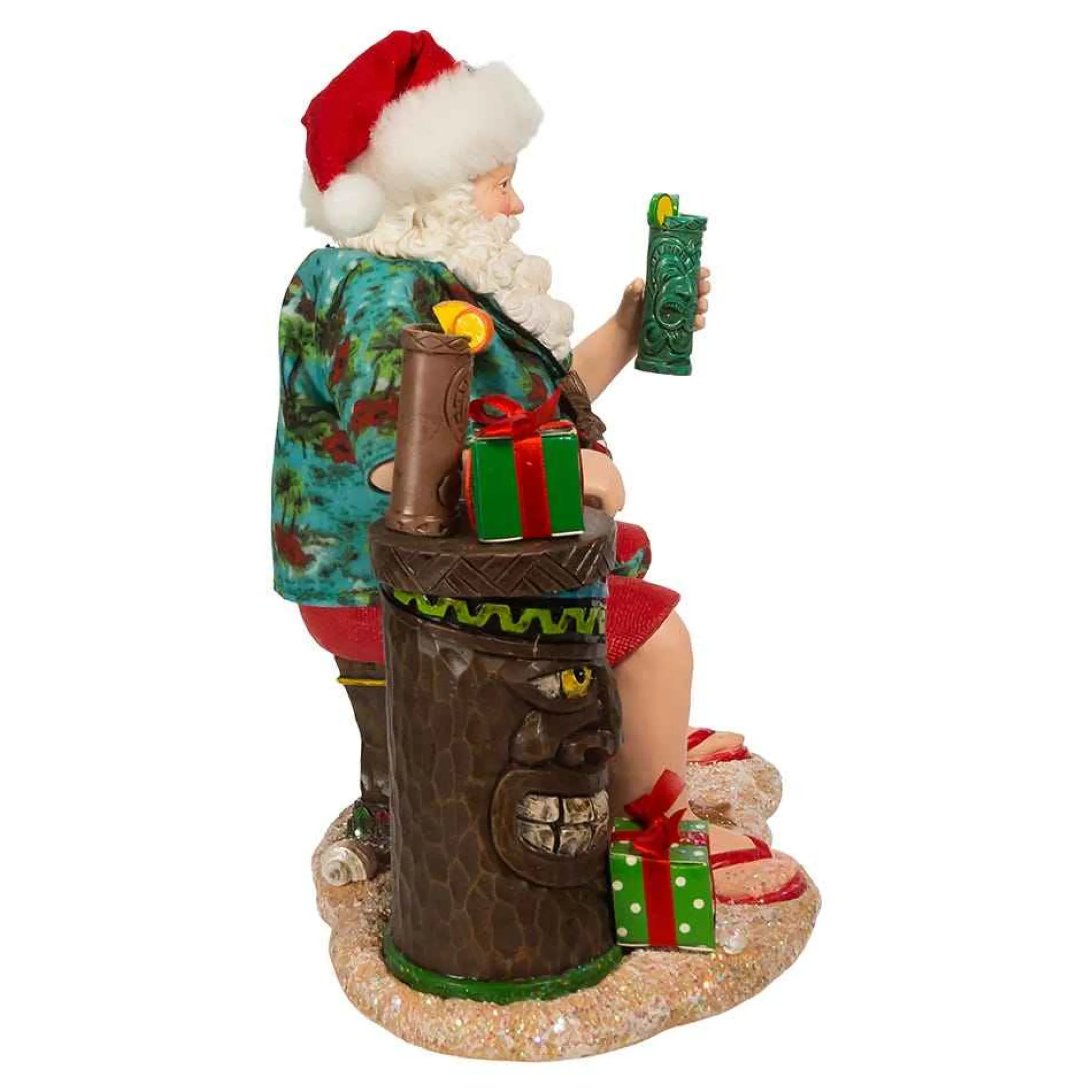 Kurt Adler 12-Inch Fabriche Tiki Beach Santa