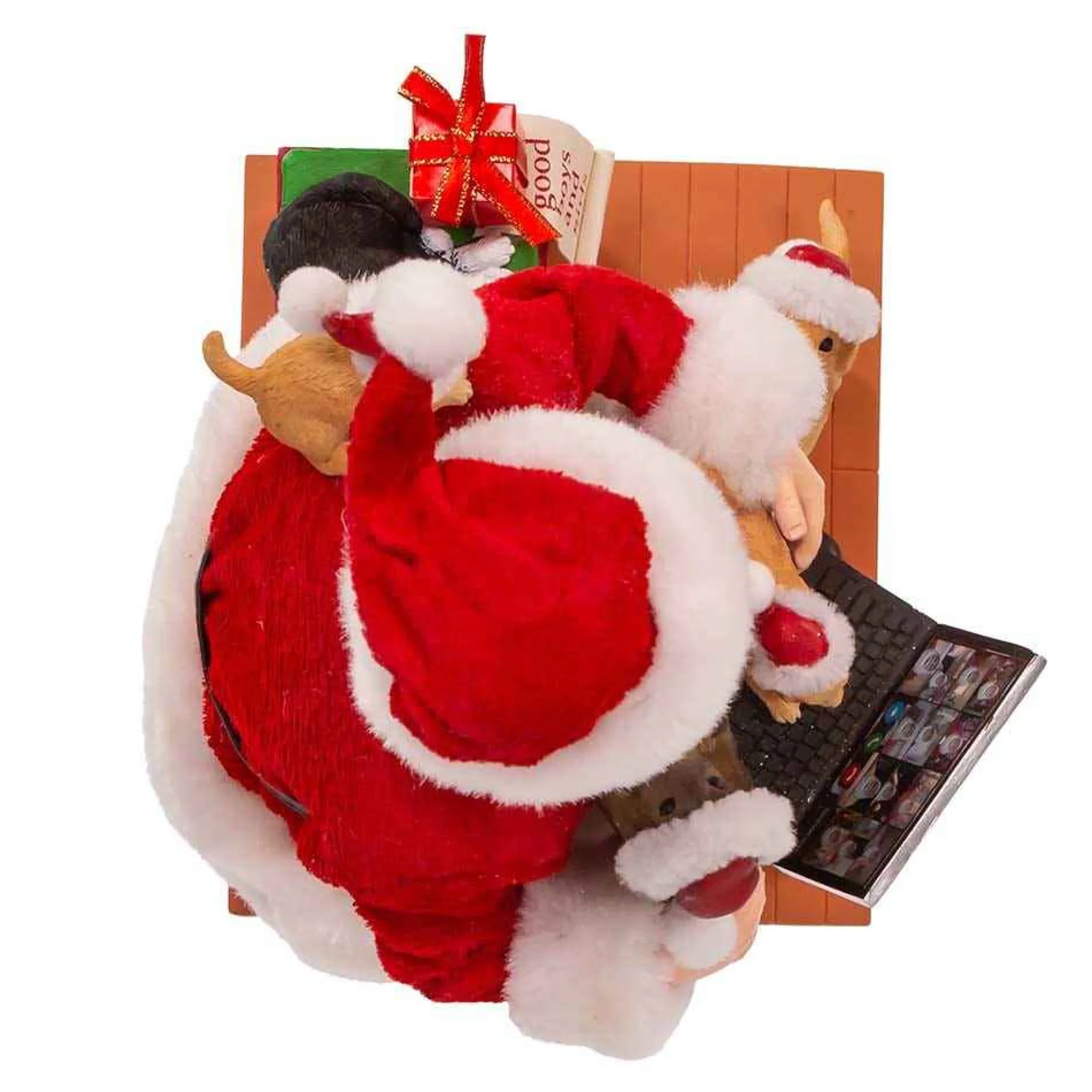 Kurt Adler 9-Inch Fabriche Santa With Laptop And Pets