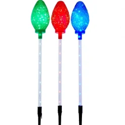 Kurt Adler 27.2-Inch Multi-Color Led Faceted C9 Yard Stakes, 3 Piece Set