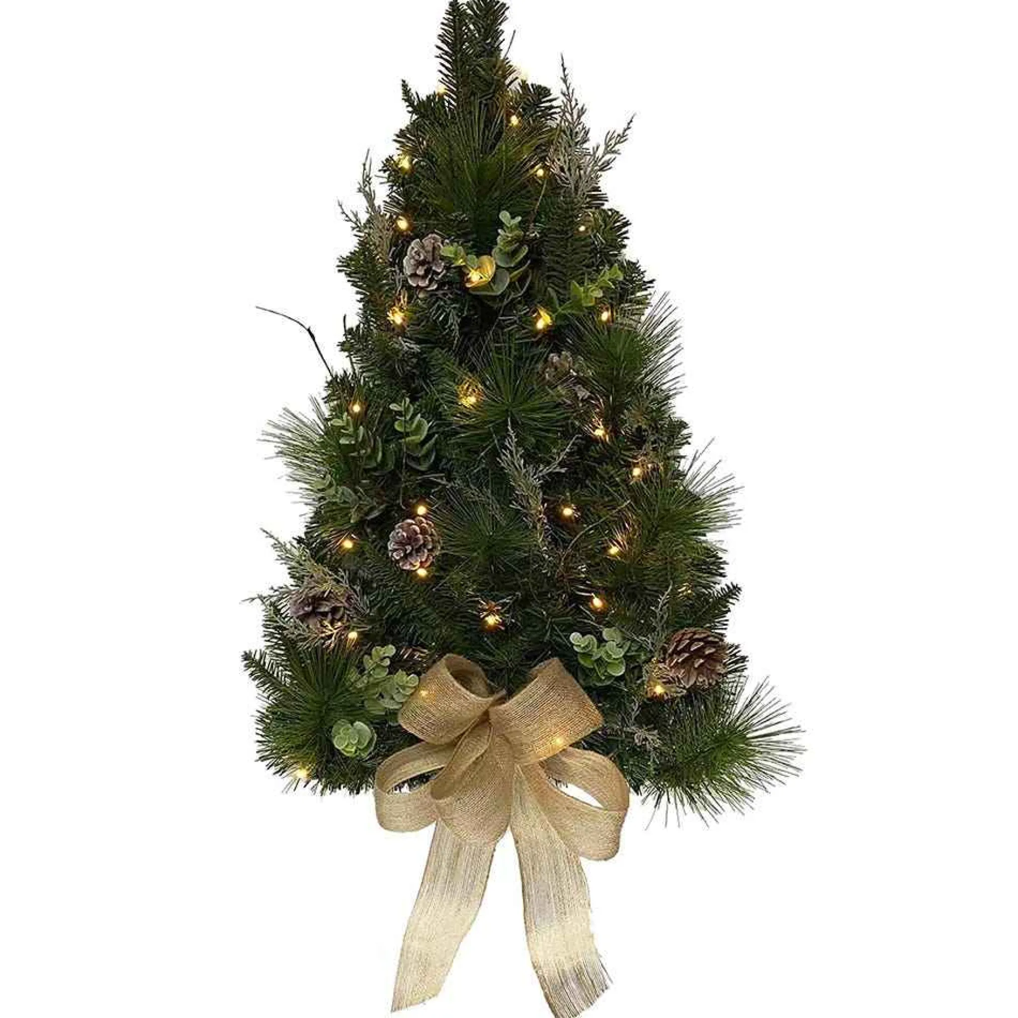 Kurt Adler 26-Inch Pre-Lit Pinecone Wall Tree With Bow