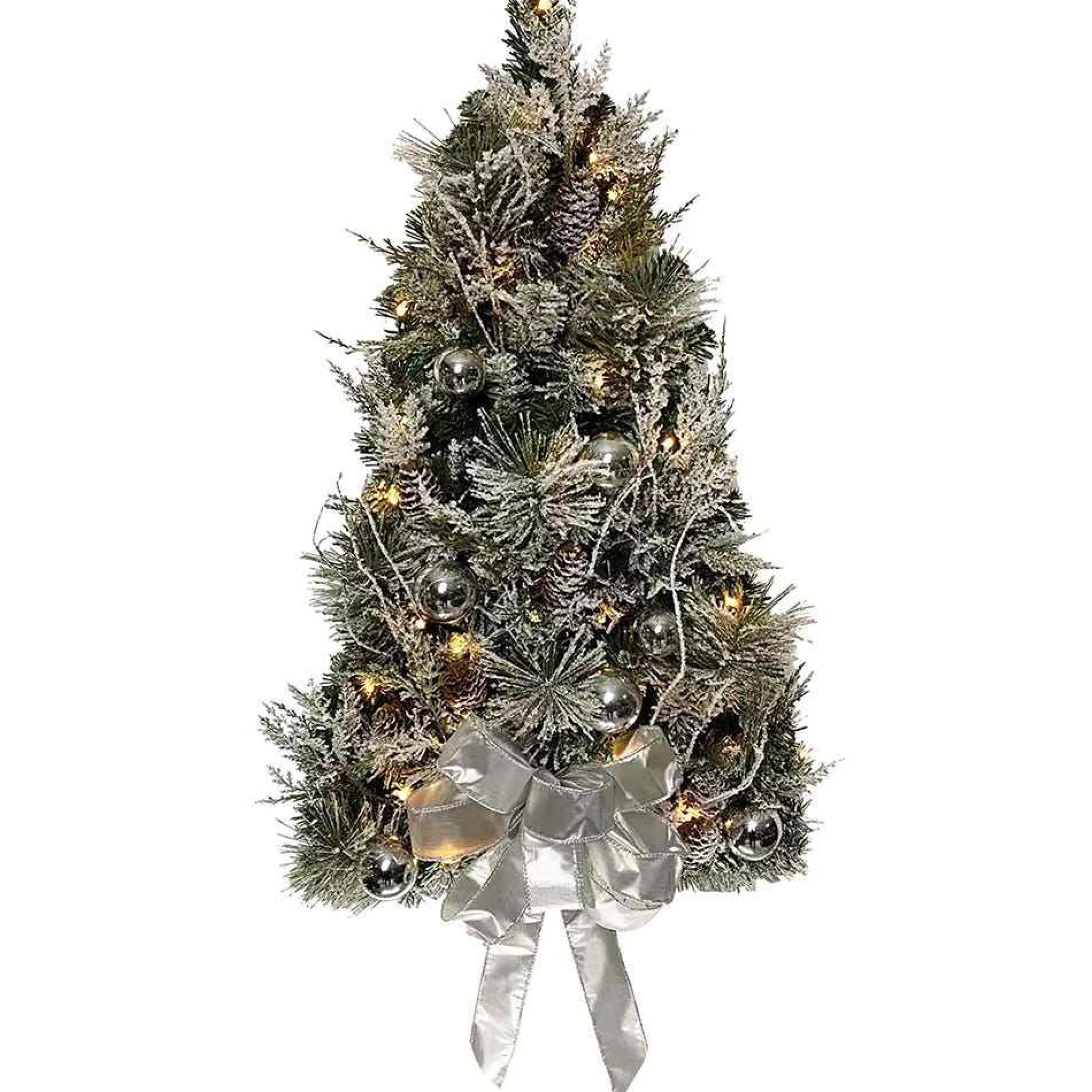 Kurt Adler 26-Inch Pre-Lit Snowy Silver Wall Tree