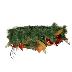 Kurt Adler 30-Inch Unlit Red & Gold Poinsettia Wreath