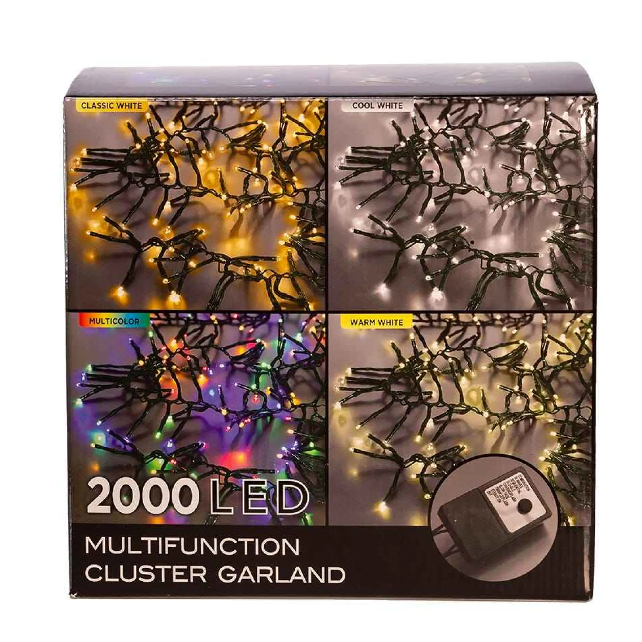 Kurt Adler 2000-Light 65-Foot Cluster Garland With Multi-Color Led Lights
