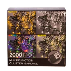 Kurt Adler 2000-Light 65-Foot Cluster Garland With Classic White Led Lights