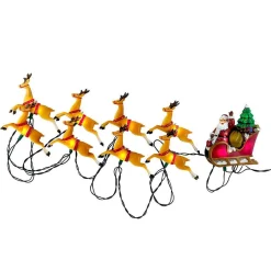 Kurt Adler Ul 10-Light Santa Sleigh And Eight Reindeer Light Set
