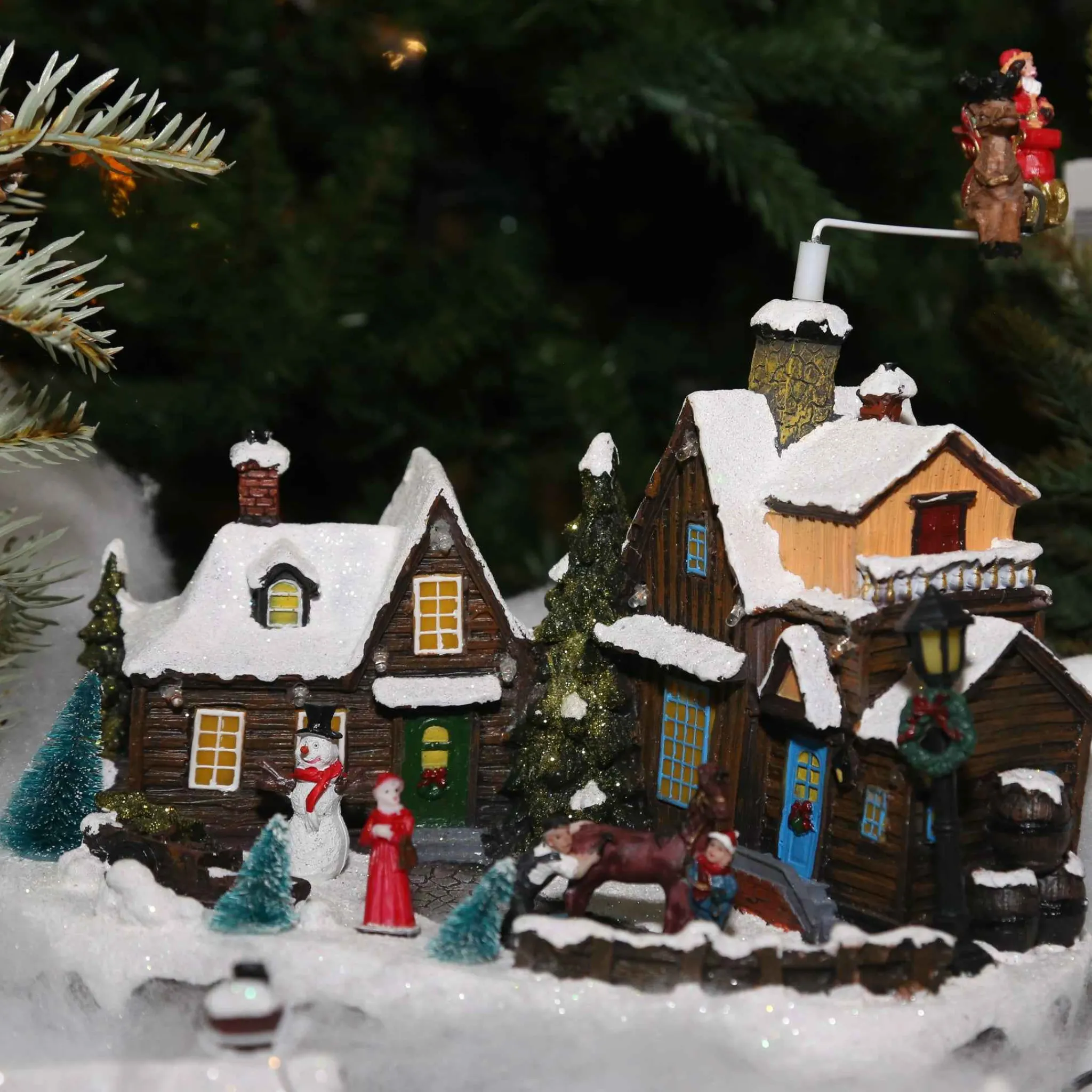 Gerson International Led Christmas Holiday Village With Moving Figurines