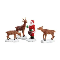 Lemax Village Collection Santa Feeds Reindeer, Set Of 4 #52146