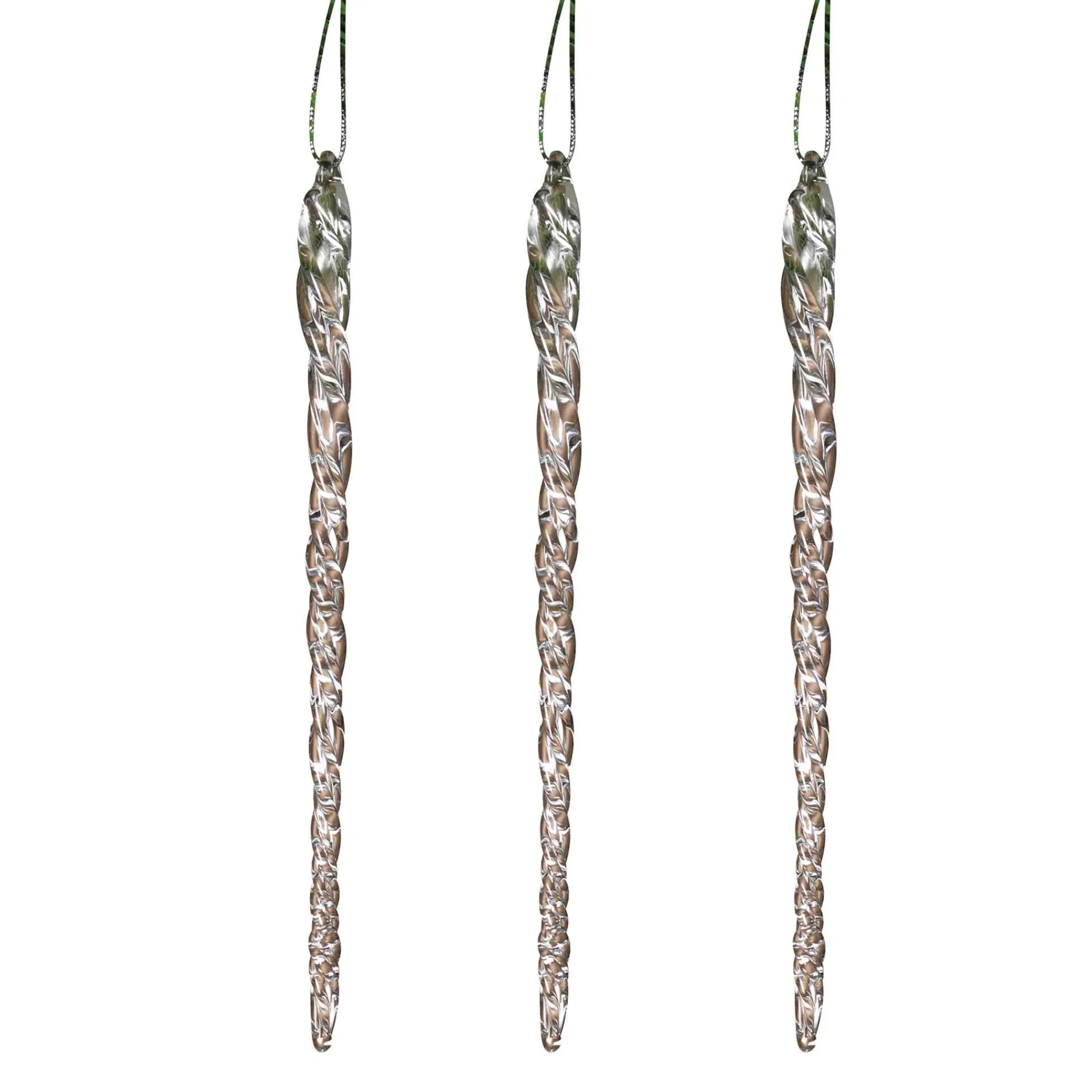 Gerson International 20-Pack, Real Spun Glass Hanging Icicle Ornaments (Set Of 3, 60Pc Total)