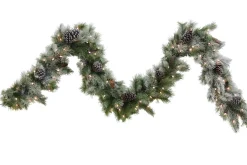 Puleo International 9Ft Flocked Schenectady Fir Garland In Clear #114-Scf-9/12C1
