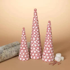 Gerson International Set Of 3 Clay Whimsical Traditional Peppermint Candy Trees