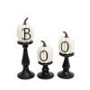 Gerson International Set Of 3 Pumpkin Candlesticks, Spooky Halloween Decor