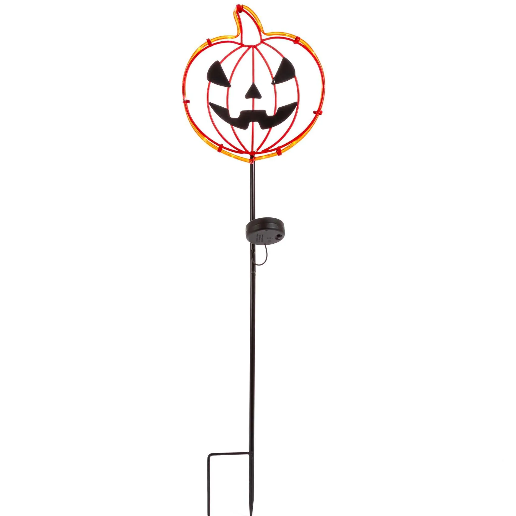 Gerson International Set Of 2 Solar Metal Pumpkin Lantern Yard Stake, Outdoor Decor
