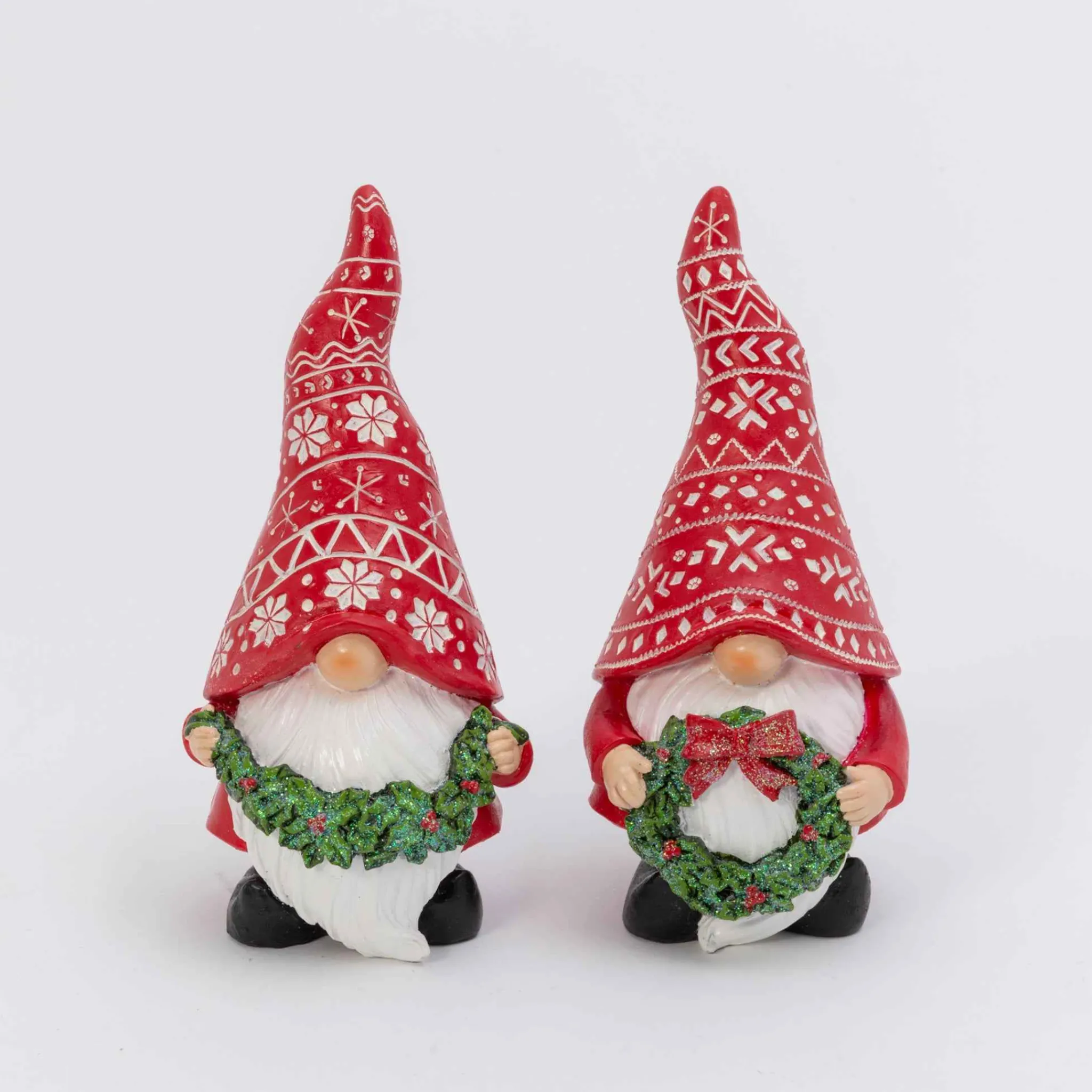 Gerson International Set Of 2 Whimsical Christmas Holiday Gnome Figurines Decor