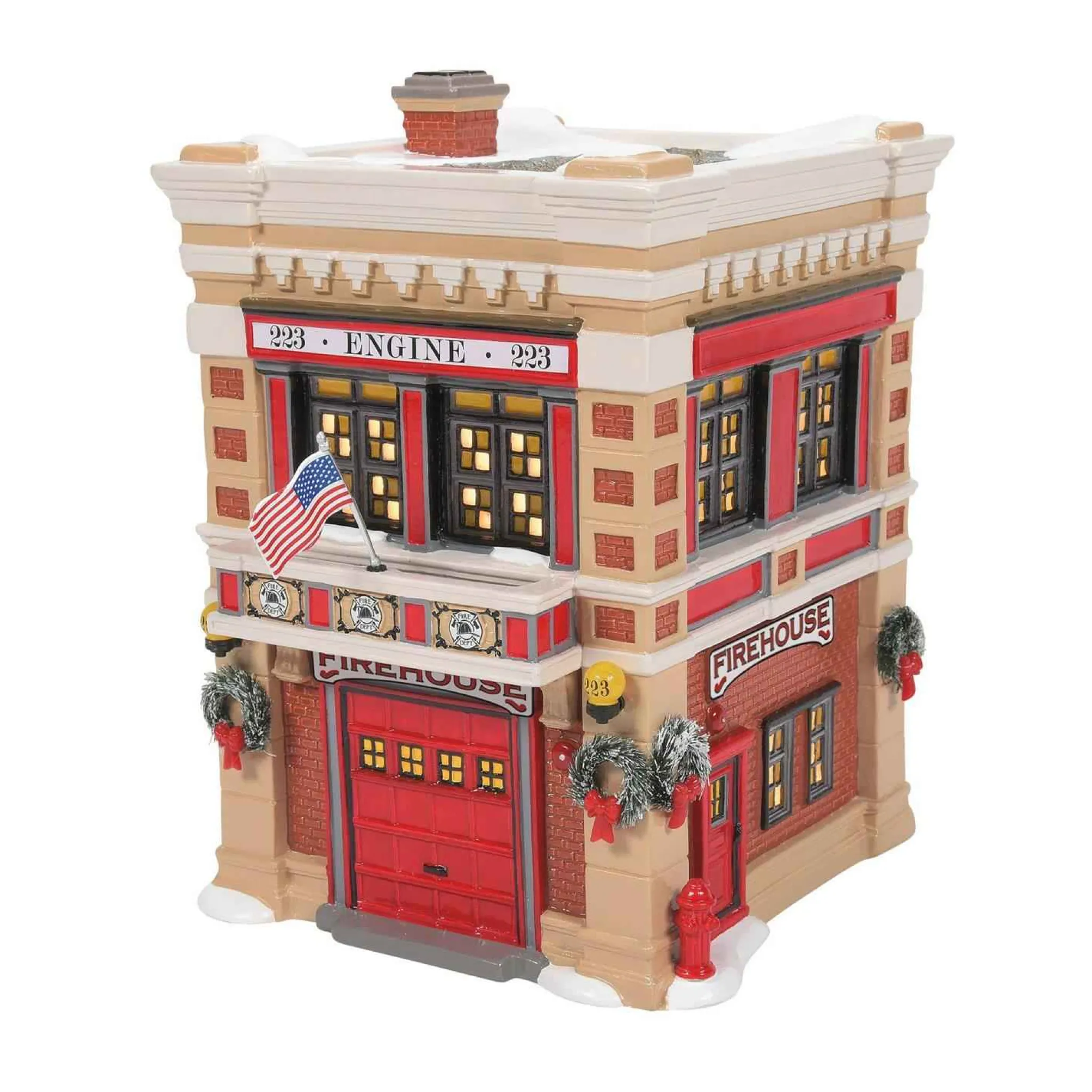 Enesco Snow Village Engine 223 Fire House #6011422