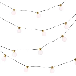 Gerson International White And Gold Light Garland, 30 Warm Battery Leds With Timer